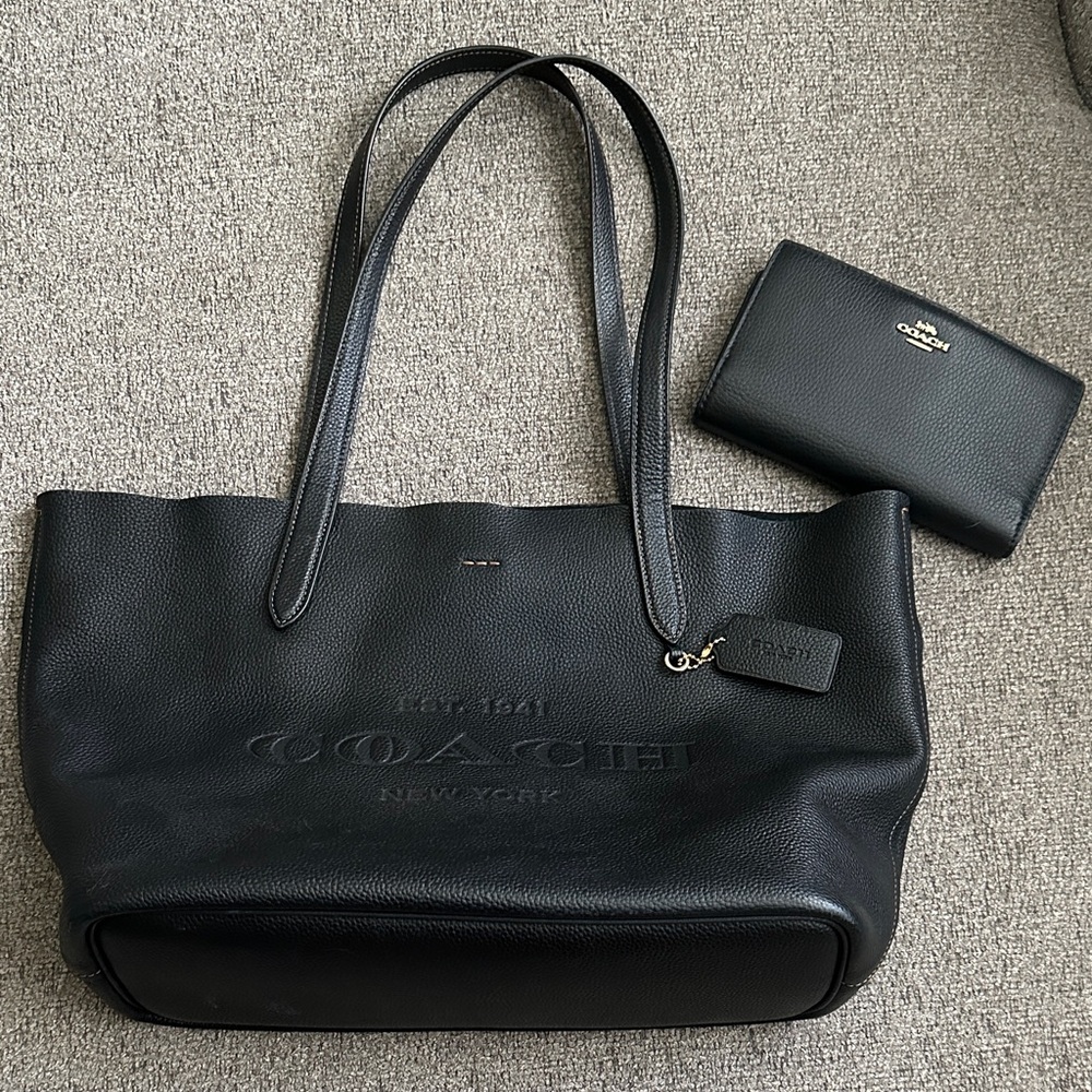Coach Black Leather Tote